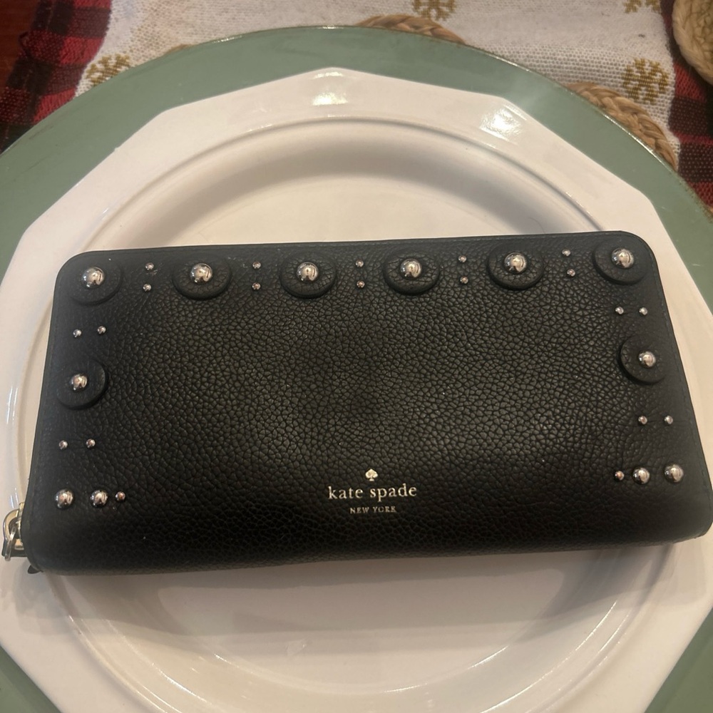 Kate Spade Black Wallet with Silver Accents